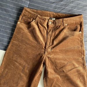 Wide leg corduroy pants - dark brown H&M